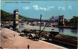 ** T1/T2 Decín, Bodenbach Am Elbe; Kettenbrücke, Schiff / Bridge, Ship - Unclassified