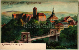 ** T2/T3 Loket, Elbogen; Altes Schloss Und Kettenbrücke / Castle, Bridge. Litho - Unclassified