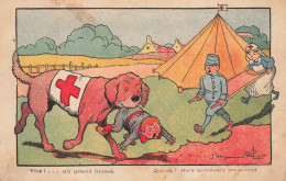 Delcampe - Benjamin RABIER * CPA Illustrateur Rabier * Vite ! Un Grand Blessé * Chien Humanisé * Animaux * Ww1 - Rabier, B.