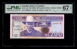 Namibia 200 Dollars Hendrik Witbooi 1996 Pick 10a Low Serial PMG 67 EPQ Sc Unc - Namibie