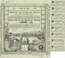Obligation De 1938 - Royaume De Belgique - Ville De Liège 1897 - Déco - A - C
