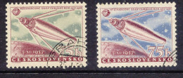 CZECHOSLOVAKIA 1957 Int. Geophysical Year 75 H VARIETY MISSING YELLOW COLOR - Abarten Und Kuriositäten