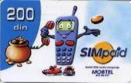SERBIA : SER05 200 Din Simpaid MOBTEL Blue ( Batch: 000213536) USED Exp: 31.12.2000   - Yugoslavia