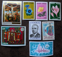 Delcampe - N° 243 à 250** Année Complète 1975 Europa, Arphila Paris 75, G. Pompidou, Faunes 8 Valeurs Andorre Andorra - Volledige Jaargang