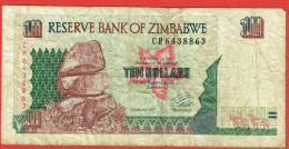 Delcampe - Zimbabwe - Billet De 10 Dollars - 1997 - P6a - Zimbabwe