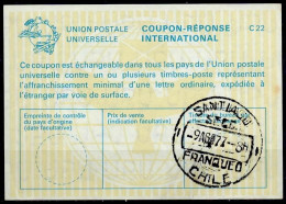 CHILI / CHILE  La22  International Reply Coupon Reponse Antwortschein IAS IRC Cupón Respuesta  O SANTIAGO 09.08.77 - Chili
