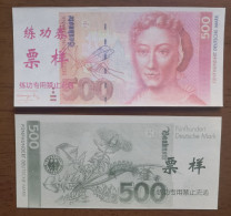 China BOC Bank Training/test Banknote,Germany B Series 500 DM Deutsche Mark Note Specimen Overprint - [17] Fakes & Specimens
