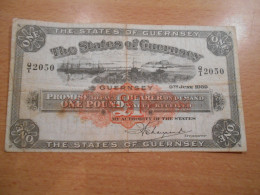 Billet Banknote Guernsey Guernesey 1939 One  1 Pound - Guernsey