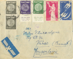 1951 Air Mail Letter Israel Acre To Vrsac Yugoslavia - Gebruikt (met Tabs)