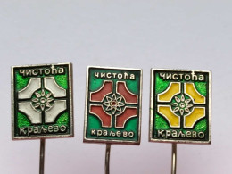BADGE Z-98-4 - 3 PINS - Cistoca Kraljevo, Komuna, Pin Serbia, Hygiene - Lots