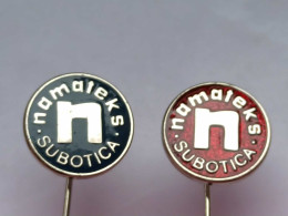 BADGE Z-98-4 - 2 PINS - NAMATEKS SUBOTICA, TEXTILE INDUSTRY PIN SERBIA - Lots