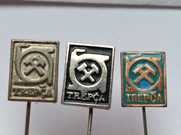 BADGE Z-98-3 - 3 PINS - TREPCA YUGOSLAVIA, MINE, RUDNIK, TAMBANG, COAL MINE - Lots