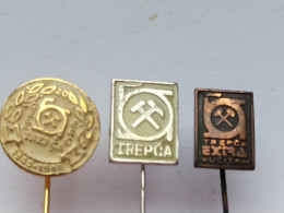 BADGE Z-98-3 - 3 PINS - TREPCA YUGOSLAVIA, MINE, RUDNIK, TAMBANG, COAL MINE - Lots