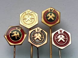 BADGE Z-98-3 - 5 PINS - KOLUBARA, SERBIA, MINE, RUDNIK, TAMBANG, COAL MINE - Lots