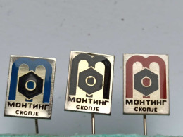BADGE Z-98-2 - 3 PINS - MONTING SKOPJE, PIN YUGOSLAVIA, Construction Company, MACEDONIA - Lots