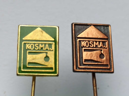 BADGE Z-98-2 - 2 PINS - KOSMAJ, PIN YUGOSLAVIA, PIN YUGOSLAVIA, Construction Company - Lots