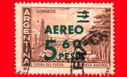 ARGENTINA - Usato - 1962 - Tierra Del Fuego, Sovrastampato 'Aéreo 5,60 Pesos' Su 5 - Gebruikt