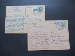 Delcampe - BRD 1954 Posthorn Ganzsachen P 11 Und P 12 / 1x Stuttgart Orts PK Beide Mit Viel Inhalt - Postkaarten - Gebruikt