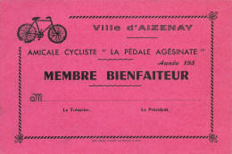 Aizenay * Amicale Cycliste LA PEDALE AGESINATE * Carte De Membre Ancienne * Club Vélo Cyclisme - Aizenay