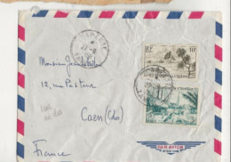 LETTRE 27 09 1958 POUR CAEN OBLITERATION PARIS AVIATION + CACHET 1 LAISON LA ROUTE DE TAHITI  VOIR SCAN POUR ETAT - Tahiti