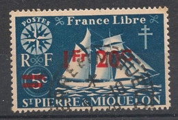 SPM - 1945 - N°YT. 318 - Série De Londres Surchargée - Bateau 1f20 Sur 5c - Oblitéré / Used - Gebraucht