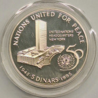 BAHRAIN - 5 Dinars 1995 Proof, KM# 21, United Nations, Silver (#6594) - Bahrein