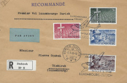 Luxembourg - Luxemburg - Poste Aérienne  -  Lettre   Recommandé   1948     1er Vol Luxembg - Zürich - Gebraucht