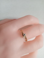 Bague Or 18k Tete D'aigle Avec Diamant Et Perle Diamètre Interieur 17 Mm - Bagues