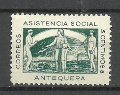SPAIN Spanien Espana 1937 Civil War ANTEQUERA Asistencia Social Charity Wohlfahrt * - Wohlfahrtsmarken