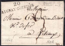 FRANCE MARQUE CURSIVE 20 AIGNAY COTEDOR POUR AIGNAY LE DUC DE 1802 - Non Classés