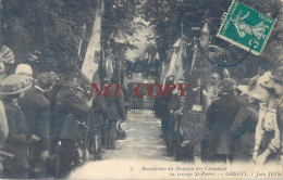 RARE CPA : GRIGNY BENEDICTION DU DRAPEAUX DES CHEMINOTS GROUPE ST-PIERRE FETE 1914 69 RHONE - Grigny
