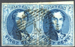 [O SUP] N° 11, TB Paire Avec Belles Marges - Obl Anormale Apposée 1 Seule X 'P4' Anvers - 1858-1862 Medallions (9/12)