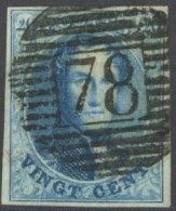 [O SUP] N° 11, Belles Marges - Superbe Obl Centrale 'P78' Malines, Coba +2 €. Splendide - 1858-1862 Medallions (9/12)