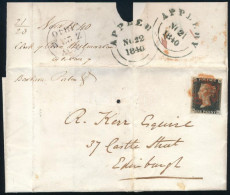 Nagy-Britannia 1840 A Világ Első Bélyege Levélen Luxus Szélekkel Vágott Darab, Ebben A Minőségben Ritka RRR! - Other & Unclassified