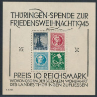 ** Németország Szovjetzóna Thüringen 1945 Karácsony Blokk Mi 2x (Mi EUR 2.000.-) (apró Hibák / Minor Faults) Certificate - Other & Unclassified