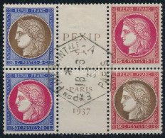 O Franciaország 1937 PEXIP Blokkból Kitépett Négyestömb Mi 353-356 (Mi EUR 200,-) - Other & Unclassified