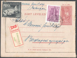 1942 Ajánlott Díjjegyes Zárt Levelezőlap 2 Bélyeges Kiegészítéssel "ESZTERGOM" - Budapest - Other & Unclassified