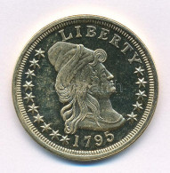 Amerikai Egyesült Államok DN "1795. 5$ - Gold Eagle / Liberty" Aranyozott Fém Utánveret "COPY" Jelzéssel, Plasztik Tokba - Unclassified
