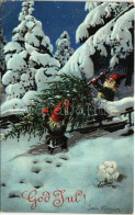T2/T3 1907 God Jul! / Christmas Greeting Art Postcard With Dwarves S: Jenny Nyström (EK) - Unclassified