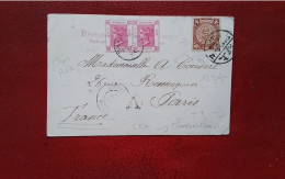 CHINE - CPA  DE SHANGHAI - "AFFRANCHISSEMENT TRES RARE MIXTE DE HONGKONG - CHINE " CHINESISCHES THEEHAUS - " TRES RARE " - Lettres & Documents
