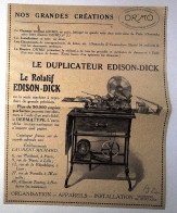 ►  Publicité  MACHINE ROTATIVE  Edison-Dick   (1920) Coupure De Presse Originale (Encadré Photo) - Tools