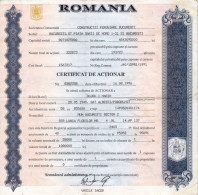 Romania, 1996, "CONSTRUCTII FEROVIARE BUCURESTI" Company - Vintage Shareholder Certificate / Bond - A - C
