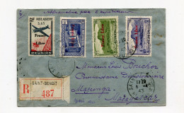 !!! REUNION, LETTRE RECO PAR AVION DE ST BENOIT POUR MAJUNGA DE 1943 - Cartas & Documentos