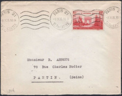 FRANCE N°403 SEUL SUR LETTRE CACHET A DATE DU 08/10/1938 PREMIER JOUR D'EMISSION - Lettres & Documents