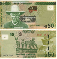 NAMIBIA  50  Namibian Dollars    P13c   Dated  2019  ( Captain Hendrik Witbooi +  Kudus At  Back )    UNC - Namibie