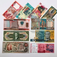 X10 Pcs Lot Mix, Brazil, Libya, Madacasgar And Other Countries (1-AU 9-UNC) #464# - Collections & Lots
