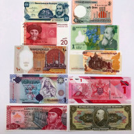 X10 Pcs Lot Mix, Libya, Mexico, Nicaragua And Other Countries (All UNC) #468# - Collections & Lots