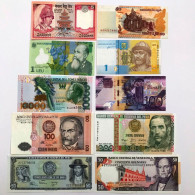 X10 Pcs Lot Mix, St Thomas, Kenya, Venezuela And Other Countries (All UNC) #498# - Collections & Lots