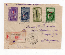 !!!  REUNION, LETTRE RECO DE ST BENOIT POUR MAJUNGA DE 1943, BEL AFFRANCH FRANCE LIBRE - Cartas & Documentos
