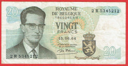 Belgique - Billet De 20 Francs - Beaudoin Ier - 15 Juin 1964 - P138 - Altri & Non Classificati